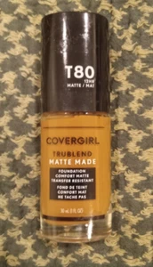 COVERGIRL TRUBLEND MATTE FOUNDATION TRANSFER RESISTANT T80 TOASTED CARAMEL  s1 - Picture 1 of 2