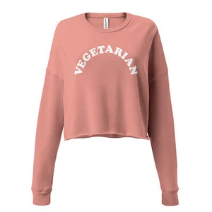 Vegetarian Women's Crop Top Sweatshirt Rock Folk Country Bella Canvas - Picture 1 of 11