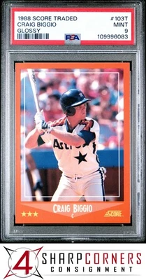 1988 SCORE TRADED GLOSSY #103T CRAIG BIGGIO RC HOF PSA 9 - Image 1 of 2