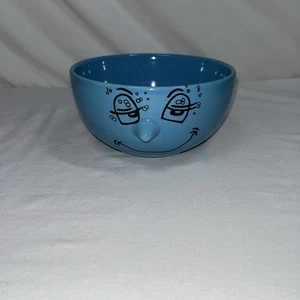 Vintage Ceramic Livingware Collection 3-D Blue Funny Smiling Face 5" Bowl - Picture 1 of 5