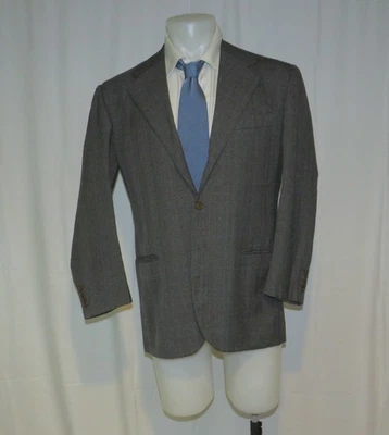 Liverano & Liverano Bespoke Gray Plaid Vintage Three Roll Two Sport Coat 40R - Image 1 of 4