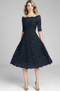 Nuevo vestido de encaje floral Rickie Freeman para Teri Jon talla 14 - Imagen 1 de 23