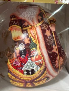 Dillards Borten Glas Weihnachtsschmuck mundgeblasen St. Nick Santa mit Geschenken - Bild 1 von 6