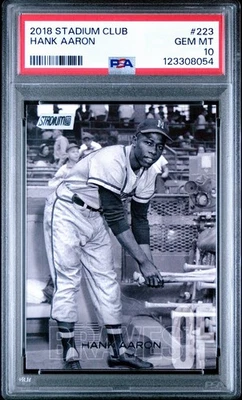 2018 Topps Stadium Club Hank Aaron Black & White SP PSA 10 - Image 1 of 2