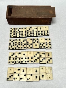 Old Antique Bone & Ebony Dominoes in Box. WW1 1st Australian Pioneer Battalion - Picture 1 of 7