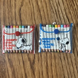 Vintage Peanuts Snoopy Mini Pencil Case (lot of 2- Red & Blue) - Picture 1 of 7