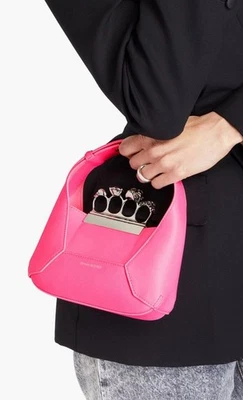 ALEXANDER McQUEEN Leather Hobo Bag Rhinestones Skulls Four Ring Handle RRP£2412  - Image 1 of 4