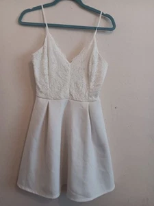 White Dress, Junior Girls Size Large, Lace, Unlined, Spaghetti Strap, EUC - Picture 1 of 4
