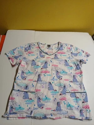 Disney Eeyore Blanco Manga Corta Scrub Top Camisa Mujer XL Foto 1 de 4