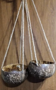 Set Of 2 Hanging Coconut Shell Planters Brand New - Picture 1 of 1