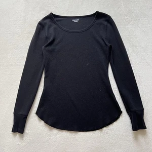 Damen Schwarz Langarm Waffel Thermo Top Old Navy Größe XS/S - Bild 1 von 5