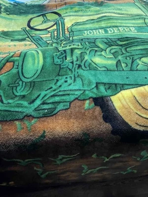 Cobertor de lã John Deere 82x100 trator agrícola verde e amarelo - Imagem 1 de 2