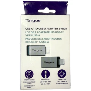 Targus USB-C to USB-A Adapters, Silver, Pack of 2 Adapters, ACA979 - NEW SEALED! - Picture 1 of 4