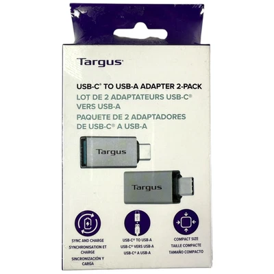 Targus USB-C to USB-A Adapters, Silver, Pack of 2 Adapters, ACA979 - NEW SEALED! - Image 1 of 4