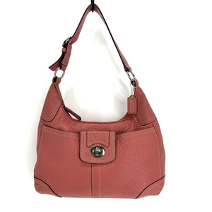 Coach Hobo Shoulder Bag Womens Leather Pebble Grain Turnlock Purse F13866 - Picture 1 of 8