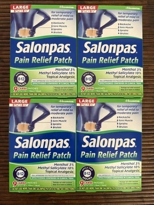 🔥Lote de 4 parches para aliviar el dolor Salonpas 9 parches grandes - 36 en total - caducidad 11/2027 Foto 1 de 4