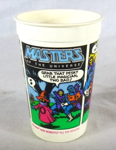 Tazas de plástico Masters of the Universe MOTU 1985 de colección Burger King He-Man Spydor - Imagen 1 de 8