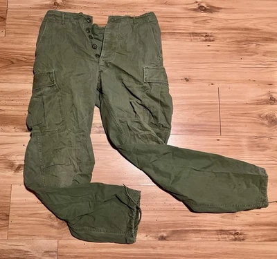 Vintage 1967 US Army OG-107 Rip Stop Poplin Cargo Pants Adult Medium Long 3rd Ed - Image 1 of 4