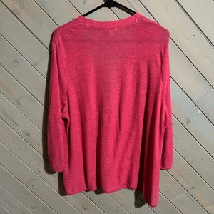 Cárdigan Chic Rosa Mezcla Lino Ligero Informal Plumero Manga Larga - Imagen 1 de 4