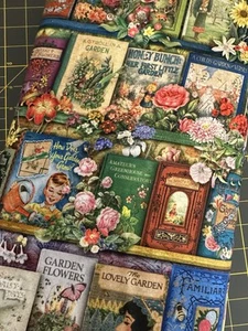 TALES FROM THE GARDEN BY LARS STEWART VINTAGE BOOKS FLOWERS KAUFMAN FABRIC HY - Picture 1 of 11