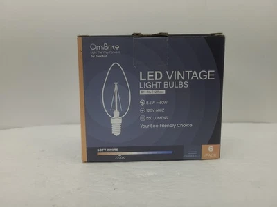 OmiBrite LED Vintage Light Bulbs B11 Fits E12 Base Soft White 2700k 6 Pack - Image 1 of 4