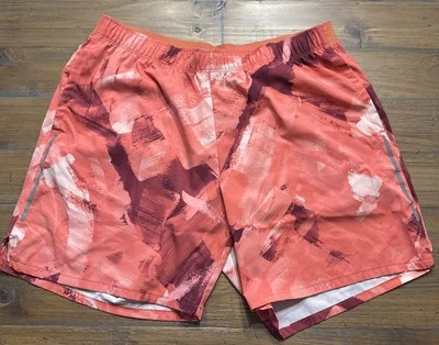 Men’s Tek Gear Running Shorts 7" Inseam Orange/Red Design Size L - Image 1 of 3