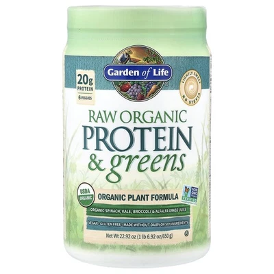 Raw Organic Protein & Greens, Lightly Sweet, 1 lb 6.92 oz (650 g) - Image 1 of 3