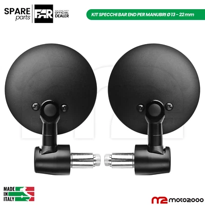 COPPIA SPECCHI SPECCHIETTI TONDI BAR END MANUBRIO EXPANDER UNIVERSALI PER VESPA - Immagine 1 di 4