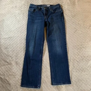 Carhartt Womens 10 Petite Denim Jeans Blue Loose Straight Leg Mid Rise Stretch - Picture 1 of 11