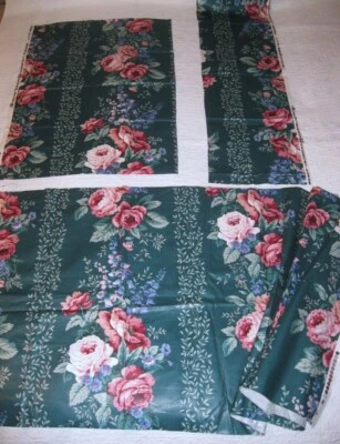 Остатки ткани красные розы на зеленый экран chintz 23 x 55» + и т. д. красивый! - Изображение 1 из 3