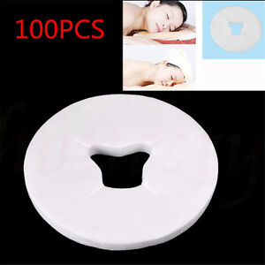 100 Pcs Disposable Bed Massage Table Face Hole Cover Non-woven Fabric White