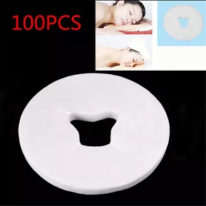 100 Pcs Disposable Bed Massage Table Face Hole Cover Non-woven Fabric White - Bild 1 von 5