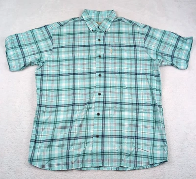 Camisa de manga corta de algodón de calidad pesada con botones Bob Timberlake a cuadros XL para hombre Foto 1 de 4