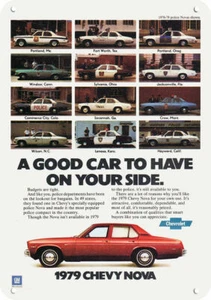 Chevy Nova 1979 EE. UU. varios coches de policía réplica decorativa letrero de metal - Imagen 1 de 1