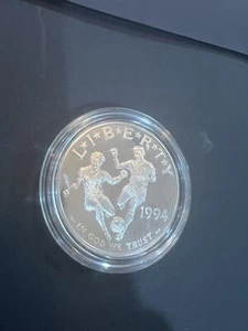 1994 S World Cup Soccer Commemorative Silver Coin $1 ULTRA Cameo - Picture 1 of 7
