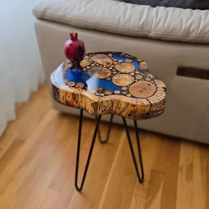 Walnut Live End Table / Side Table / Natural Edge Side Table / Pedestal - Picture 1 of 12