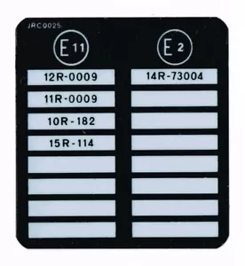 "E11/E2" patents label - Rover P6 1972-77 (JRC0025) - Picture 1 of 1
