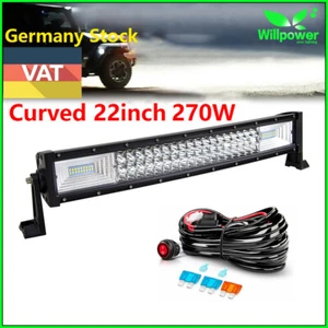 270W 22Inch Curved LED Work Light Bar for Off road Jeep Car 4WD Truck + Harness - Imagen 1 de 9