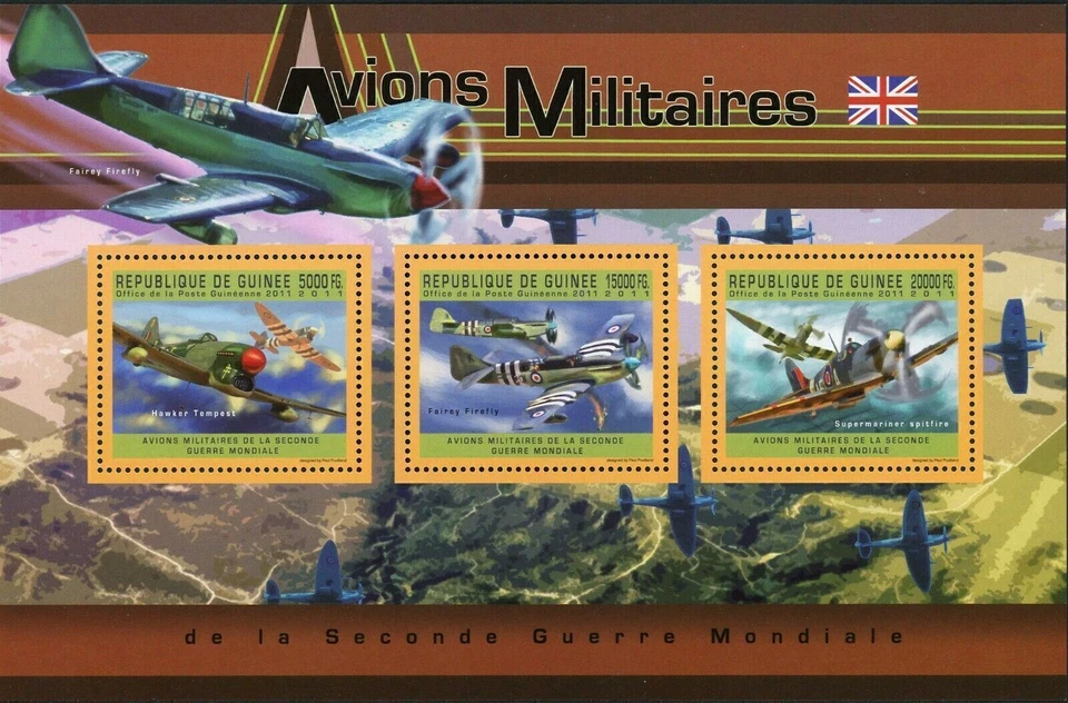 Sello de aviones militares ingleses Hawker Tempest Fairey Firelli Super Marine MNH Foto 1 de 4