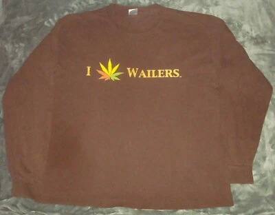 VTG I LOVE THE WAILERS LONG SLEEVE T SHIRT XL BOB MARLEY MARIJUANA LEAF RAGGAE - Image 1 of 4