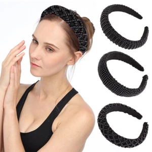 Accesorios para el cabello barroco blanco negro perla diadema brillante diadema ancha Lux ♡ - Imagen 1 de 19