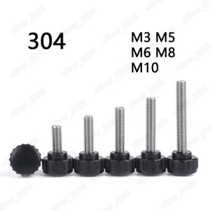 Tornillos de pulgar moleteados de cabeza redonda de plástico negro de acero inoxidable 304 M3 M4 M5 M6 M8 - Imagen 1 de 7