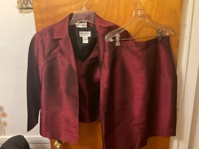 Blazer colete saia 100% seda Gianni conjunto com 3 peças tamanho 10 - Imagem 1 de 4