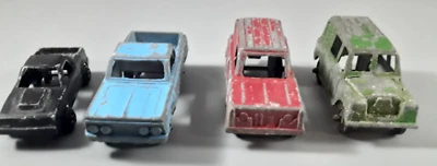 Lote de 4 Camiones Pequeños Tootsietoy 2 Pulgadas Largo El Camino, Land Rover Foto 1 de 4