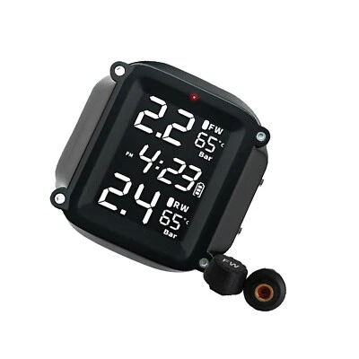 Portable Motorcycle TPMS Pressure Monitor System Wireless 2 Sensor Time Display - Image 1 of 4