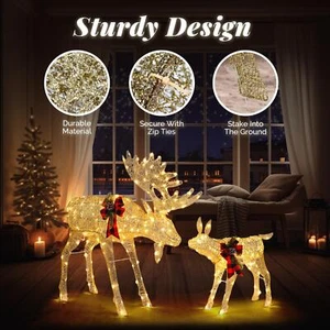 2-Piece Moose Family Lighted Christmas Yard Decoration Set with 200 LED Lights - Picture 1 of 7