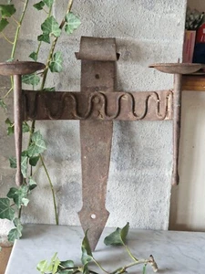 alte Wandkerzenhalter im antik Mittelalter Stil Eisen Gotik Stil aud Frankreich - Bild 1 von 13