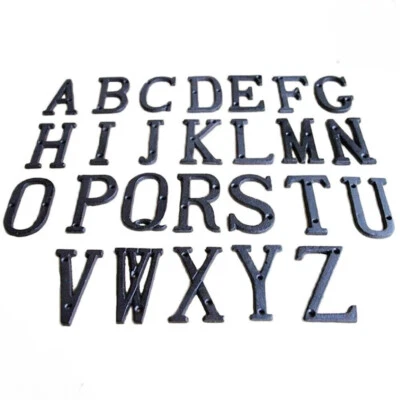 Cast Wrought Iron Black Antique House Door Alphabet 26 Letters & 10 Numbers - Image 1 of 4