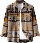 FindThy Męskie szczotkowane flanelowe koszule Etniczne azteckie nadruki na guziki klapa plemienna S