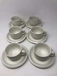 Enoch Wedgwood Tunstall "Marquess" Ivory Porcelain Stoneware Coffe Cup & Saucers - Picture 1 of 12